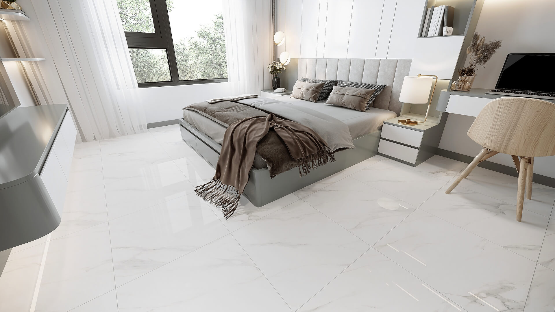 กระเบื้องลายหินอ่อน ปูให้ห้องนอน