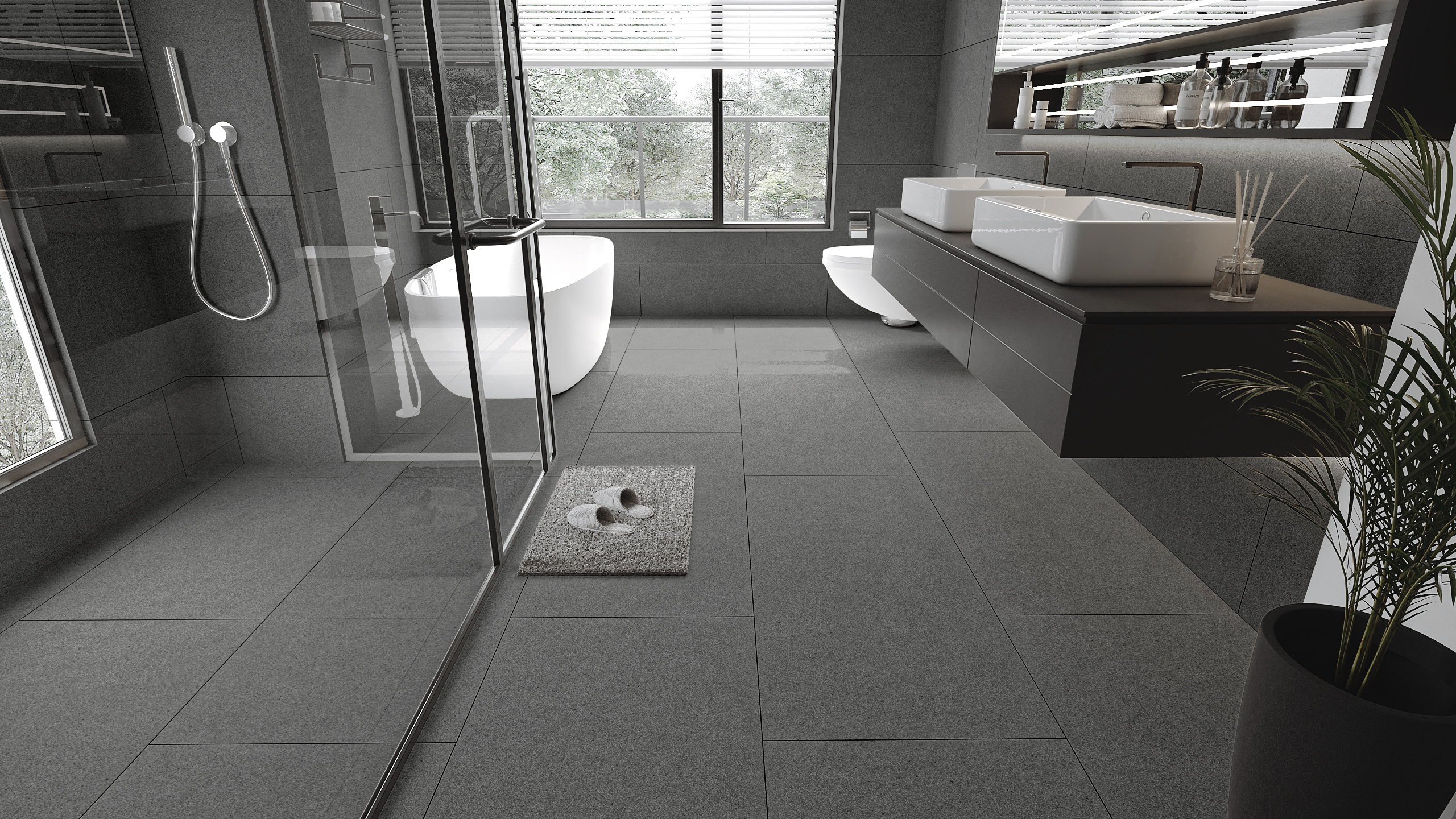 กระเบื้องห้องน้ำ&nbsp; BIG GRAIN SERIES ชนิดไม่เคลือบ สีเทา