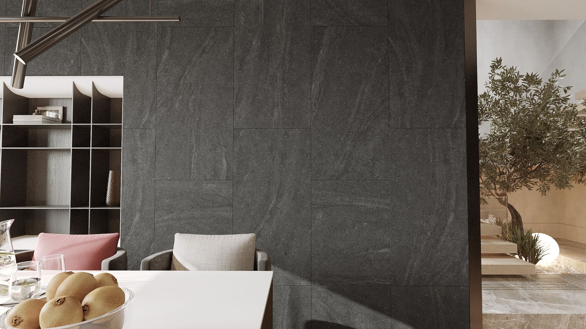 วิธีจับคู่สียาแนวกับกระเบื้อง  4. สีเข้ม (Dark Grout)