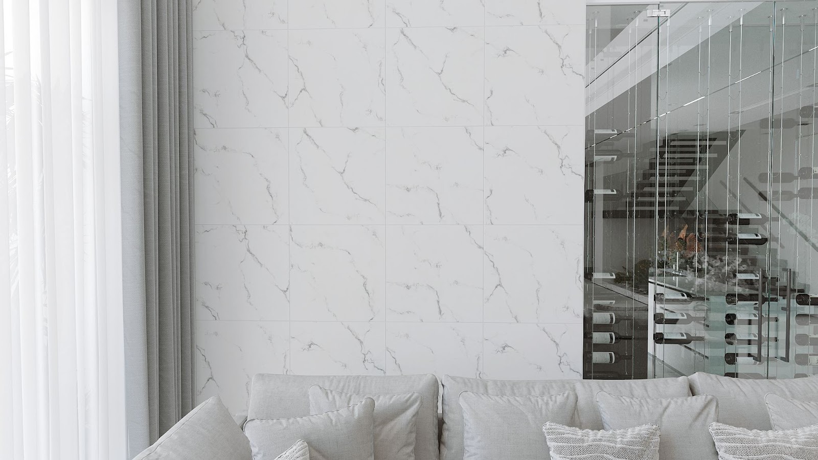 กระเบื้องลายหินอ่อน WHITE CARARA/CALACATTA (SKX) SERIES - SOFT MATT