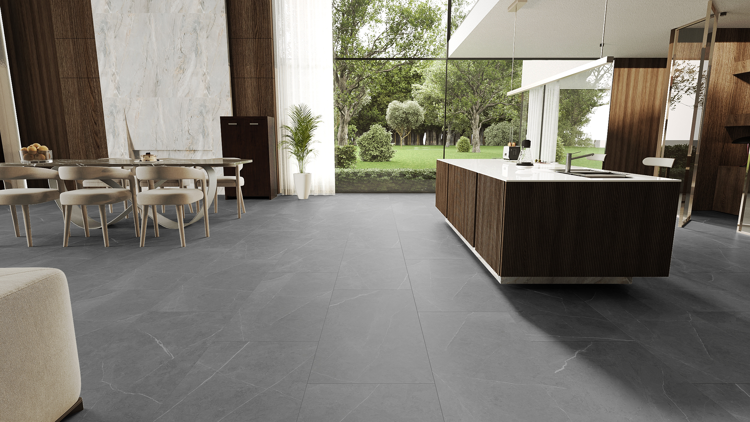 กระเบื้องปูพื้นสีเทา PETRA MARBLE GREY HONED