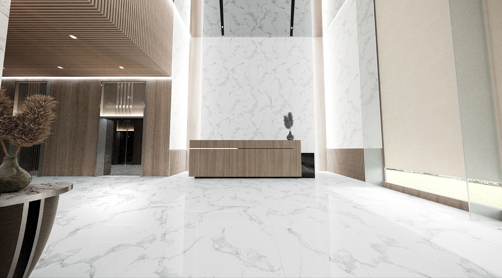 กระเบื้องลายหินอ่อน WHITE CARARA / CALACATTA (PTF) SERIES - SOFT MATT