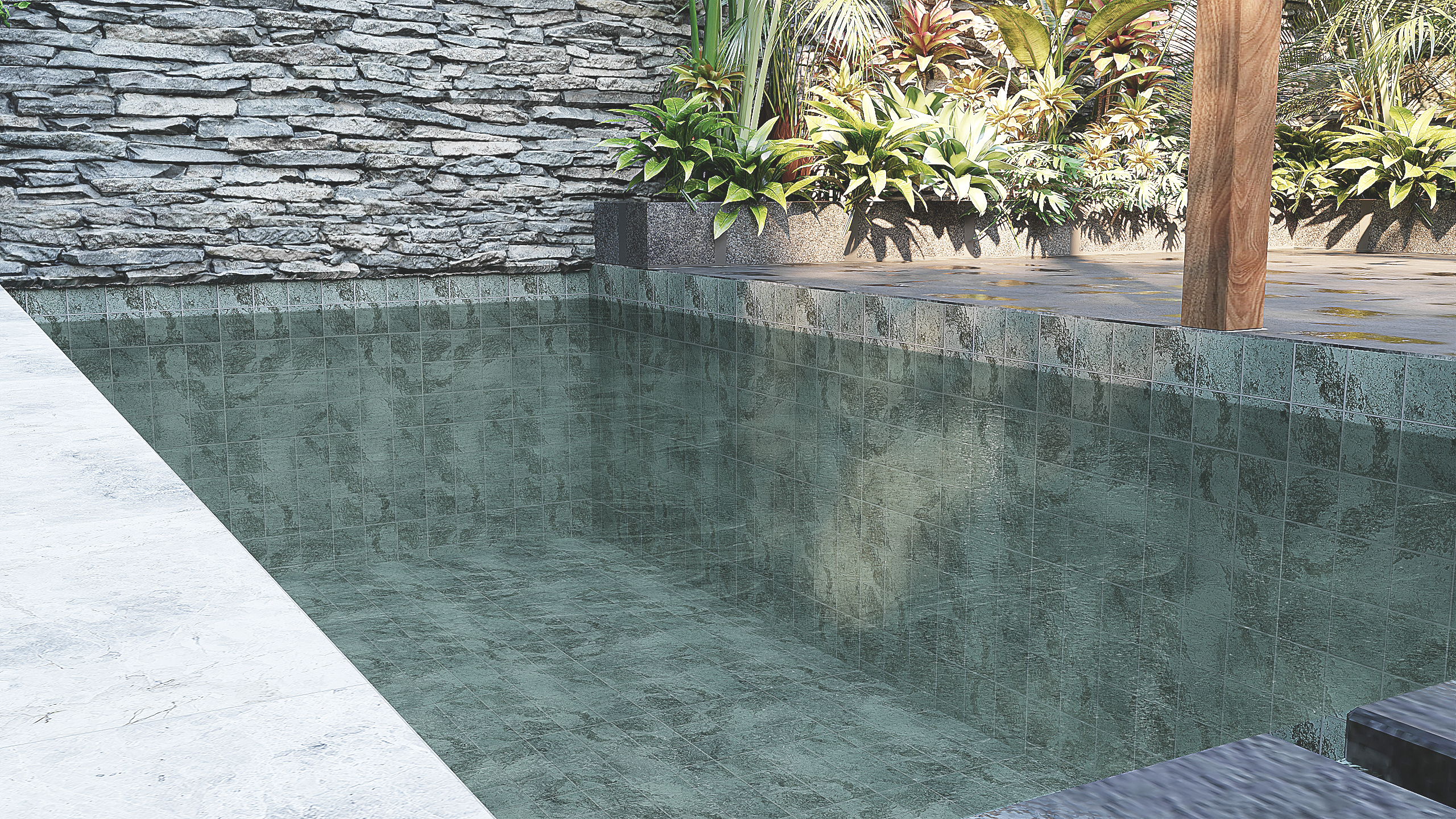 ตัวอย่างสระว่ายน้ำใช้กระเบื้องเเบบไหน