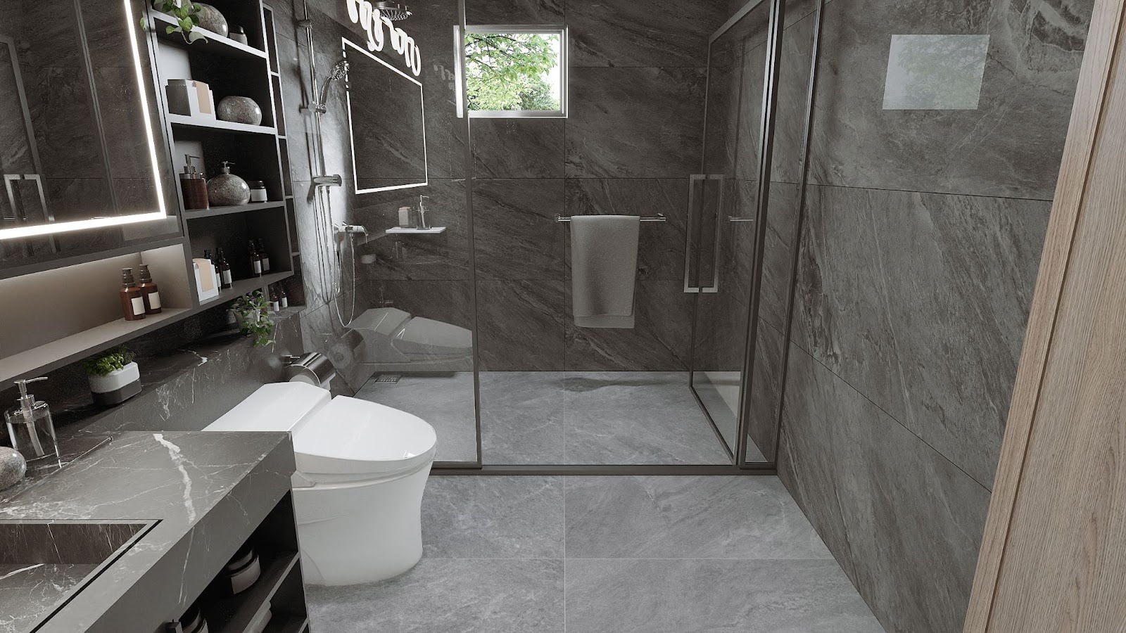 กระเบื้องห้องน้ำสีเข้ม