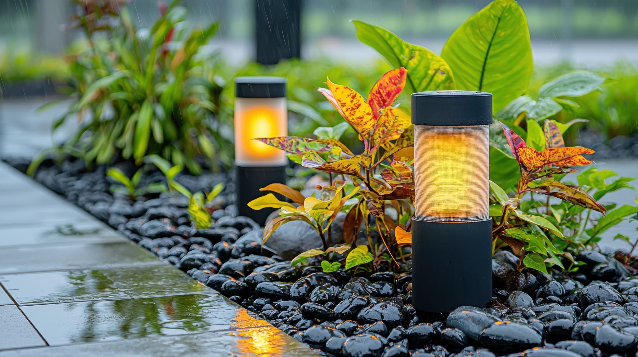 การจัดสวนด้วยตัวเองติดไฟส่องต้นไม้หรือไฟทางเดิน