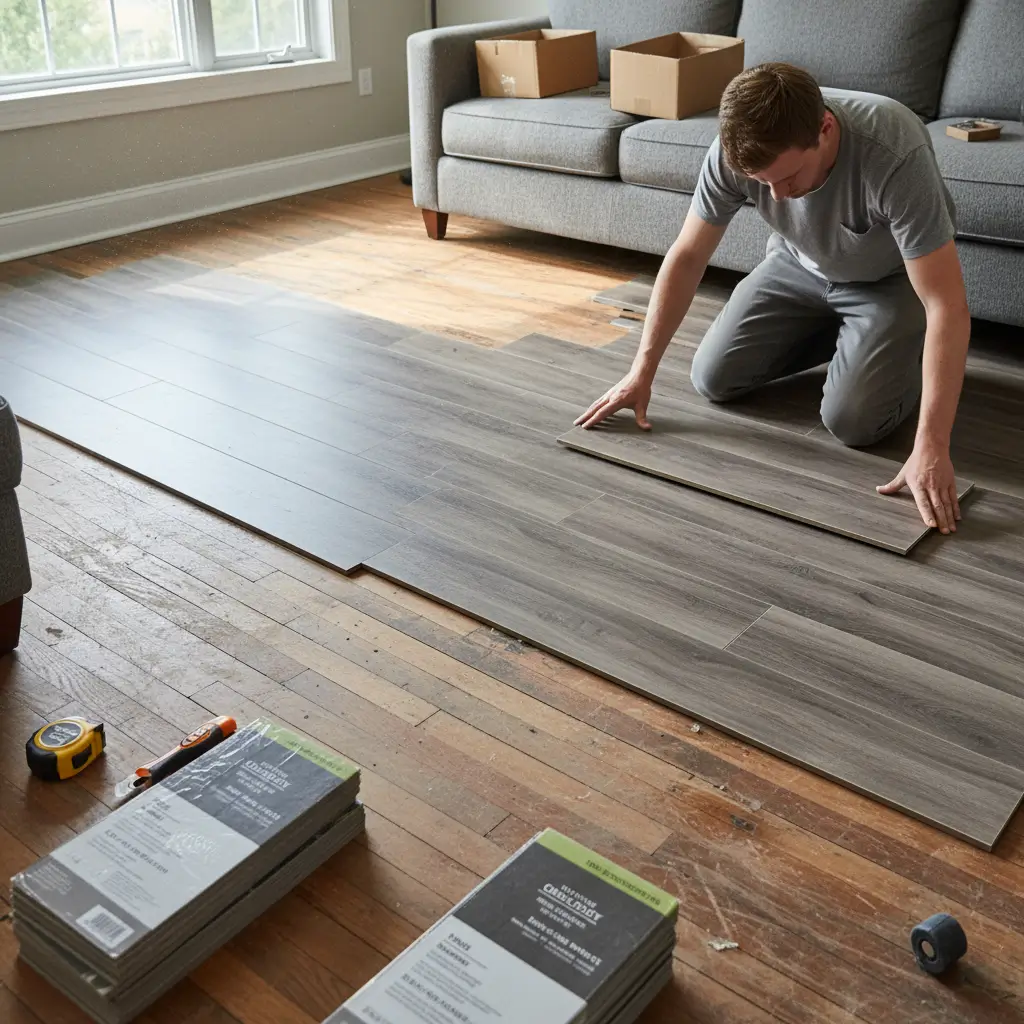 การใช้กระเบื้องยาง SPC คลิกล็อกปูทับพื้นไม้