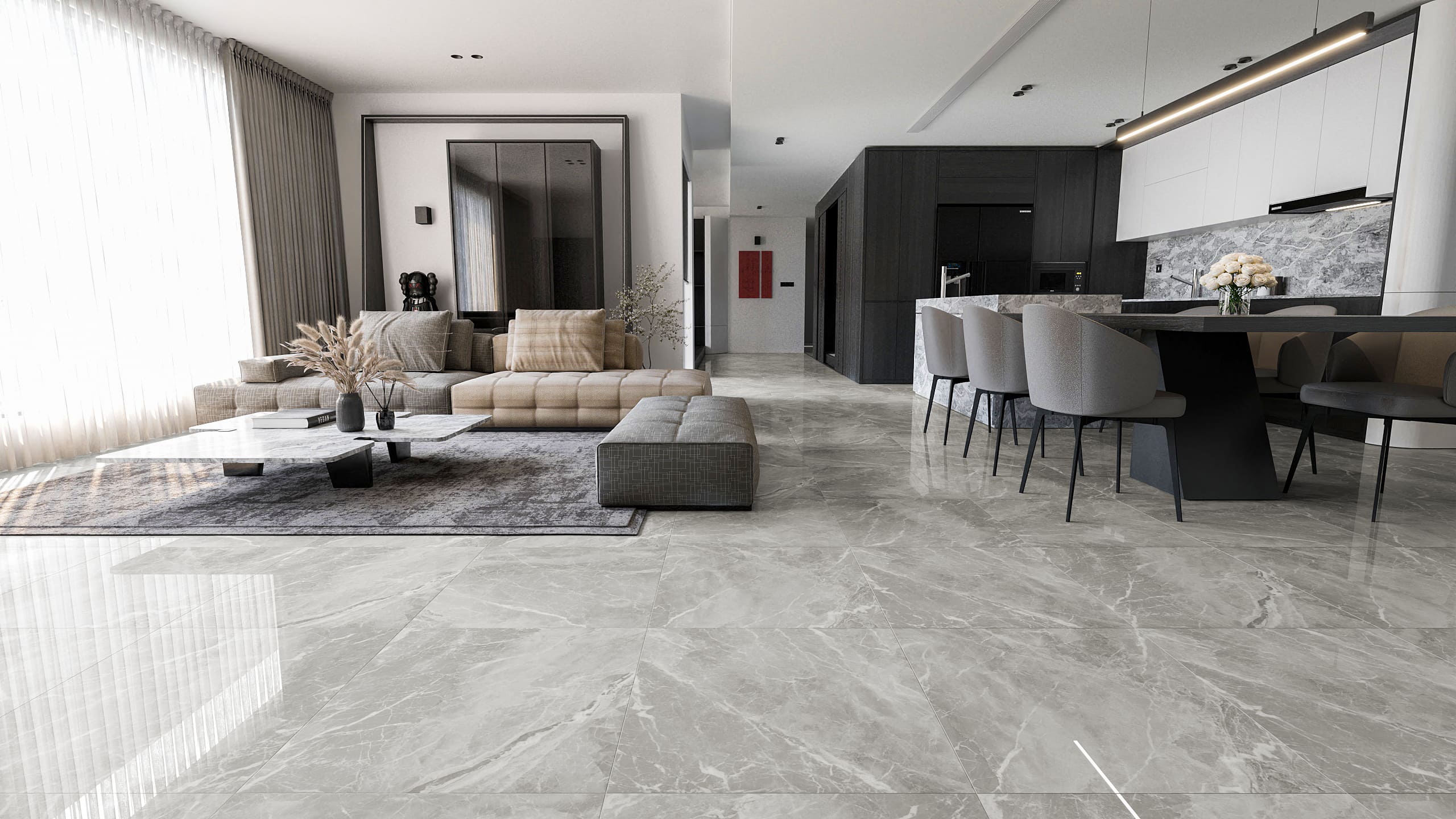 ลายกระเบื้องปูพื้นบ้านลายหิน / ลายหินอ่อน