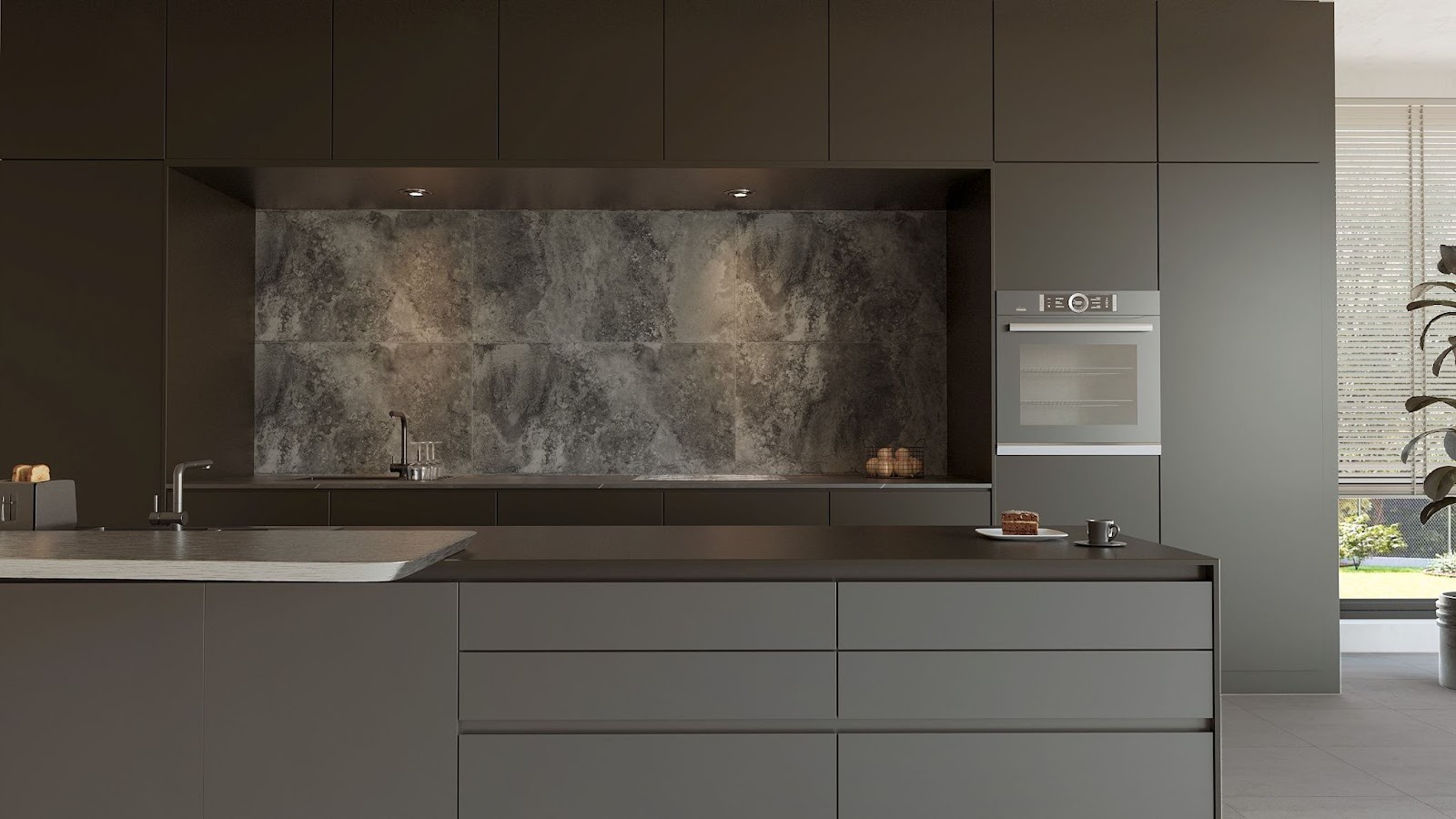 14. ลายหินสีดำ และไฟ warm light