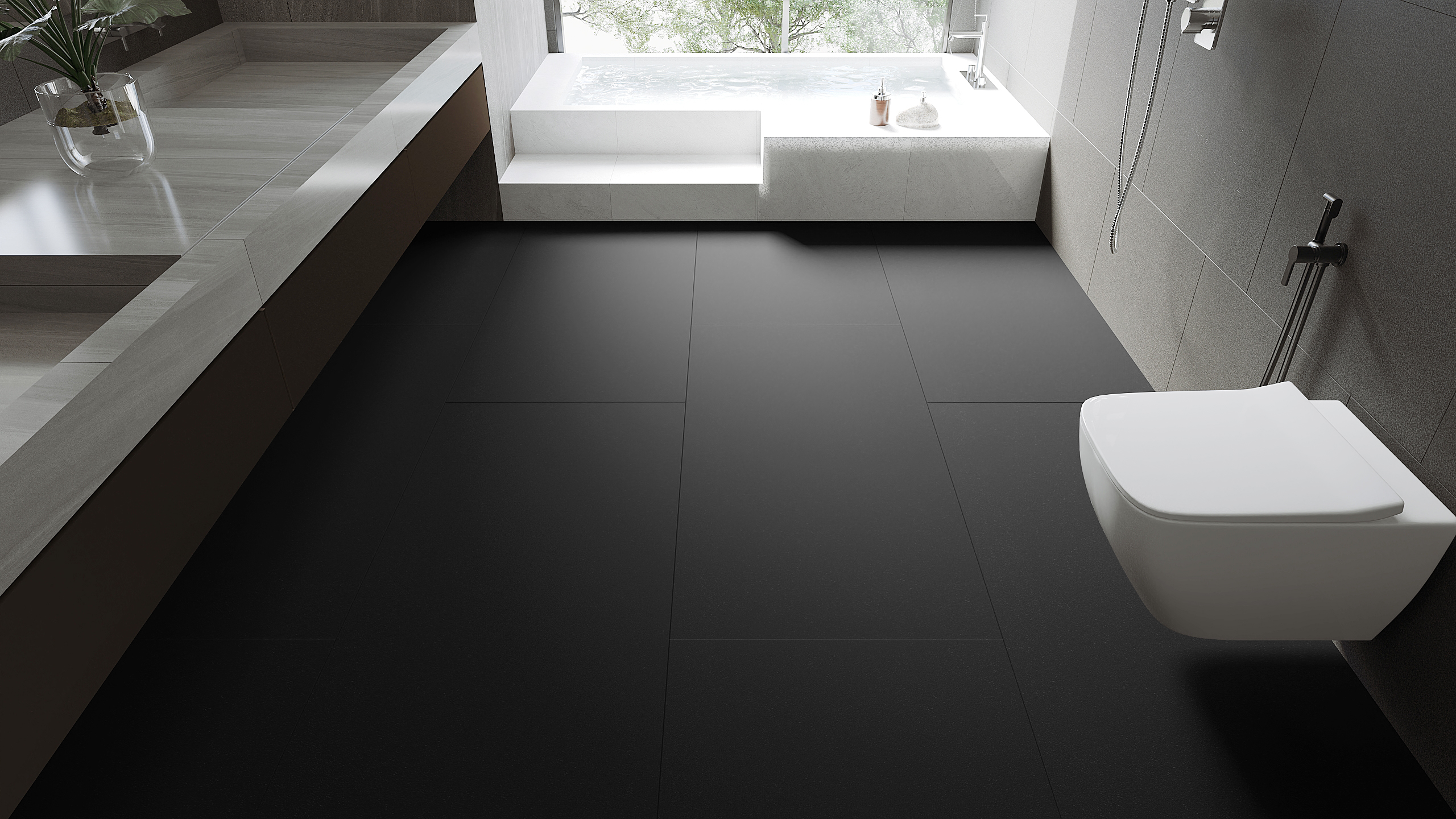 กระเบื้องห้องน้ำ PURE COLOR (สีพื้น) สีดำ MATT