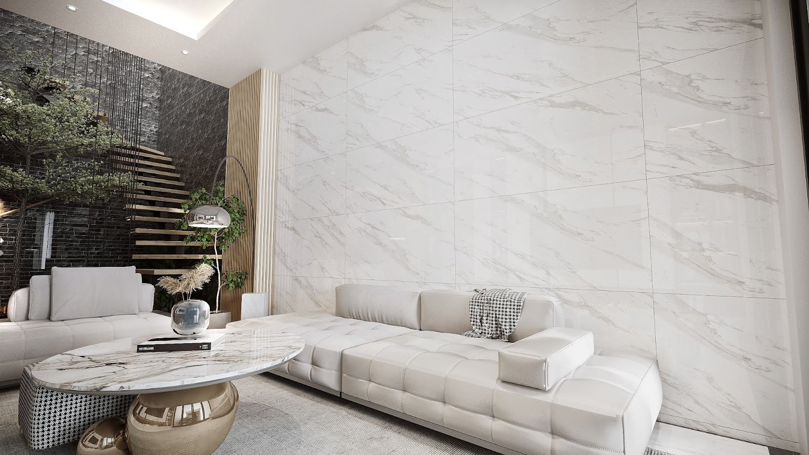 ลายหินอ่อนสีขาวและเฟอร์ทอง