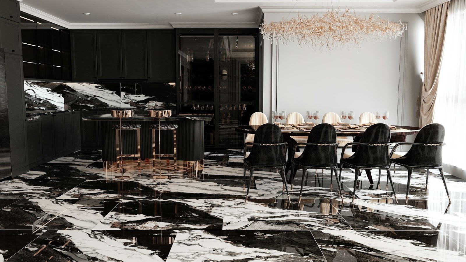 กระเบื้องลายหินอ่อน WHITE CARARA / CALACATTA (PTF) SERIES - PANDA CARARA POLISHED