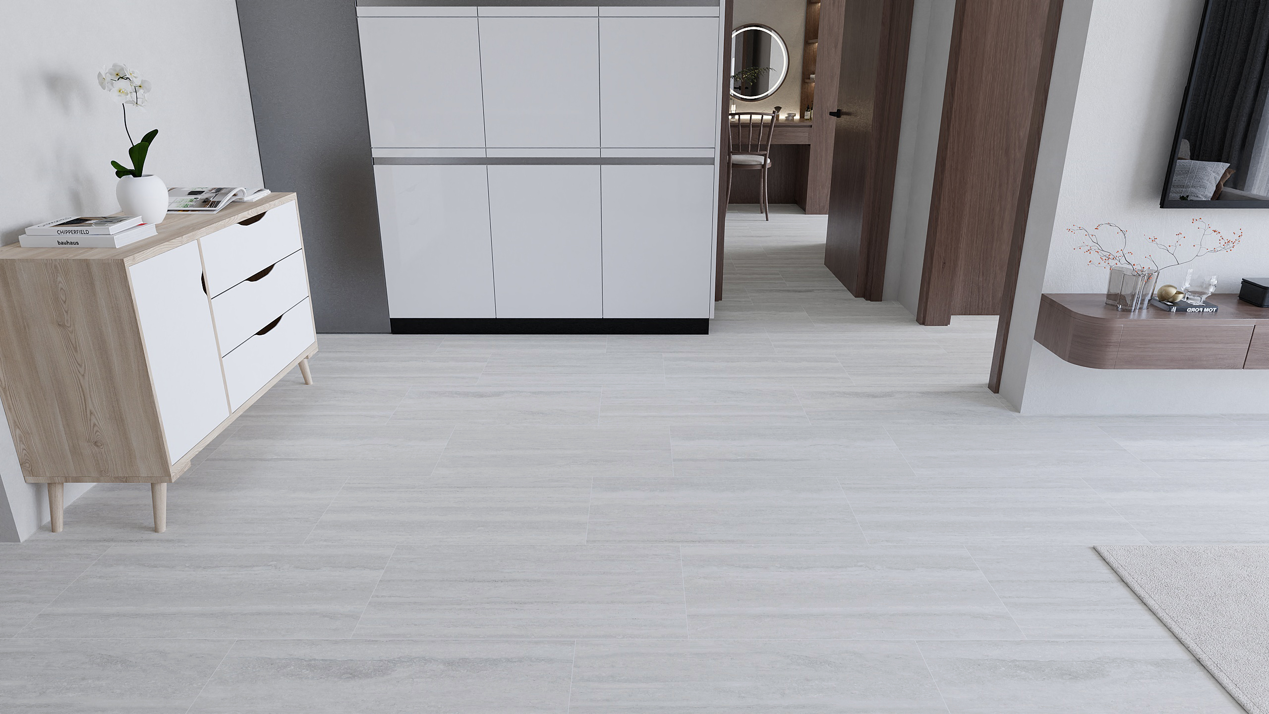 กระเบื้องปูพื้นสีเทา TRAVERTINE TR GREY MATT