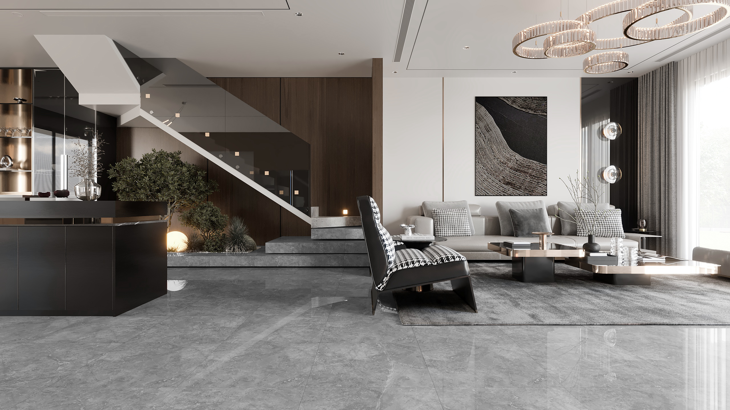 กระเบื้องปูพื้นสีเทา B MARBLE DARK GREY POLISHED