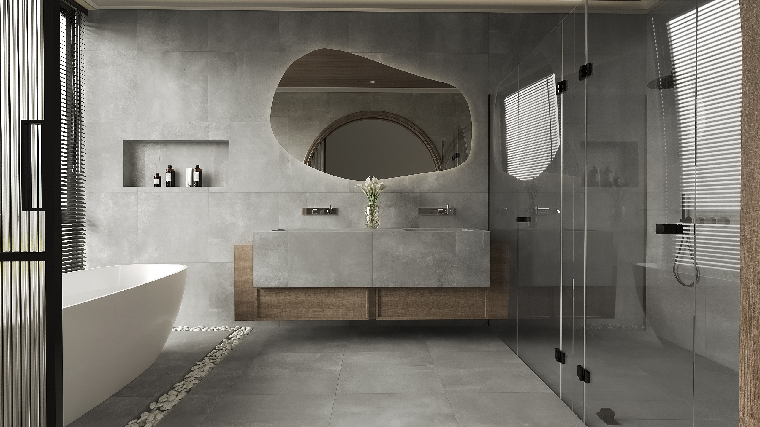 ตัวอย่างไอเดียปูกระเบื้องพื้นเเบบลอฟท์