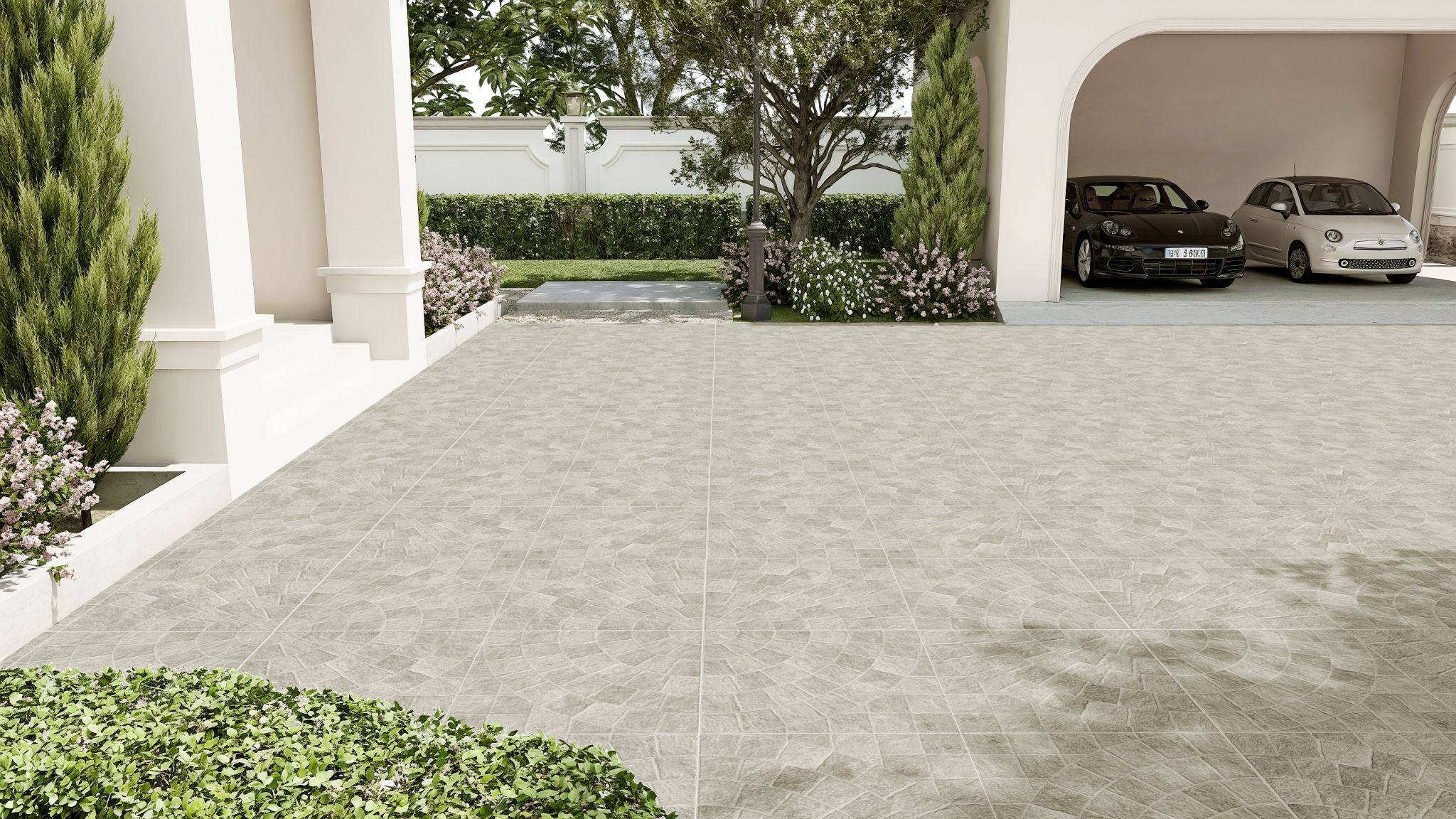 กระเบื้องหน้าบ้านไม่ลื่น - COBBLE CIRCLE BEIGE ROUGH R11