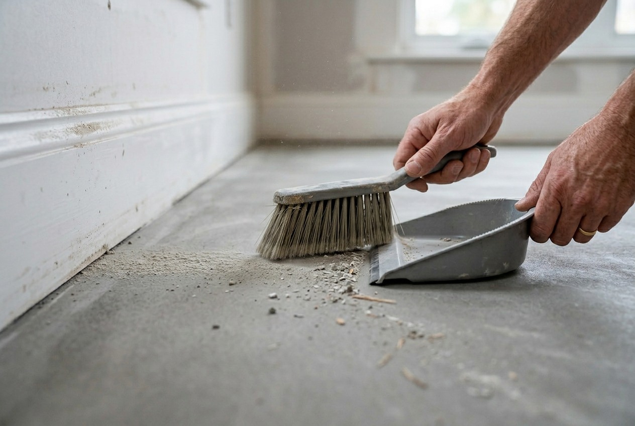 วิธีปูกระเบื้องยาง 2. เตรียมพื้นผิวให้เรียบและสะอาด