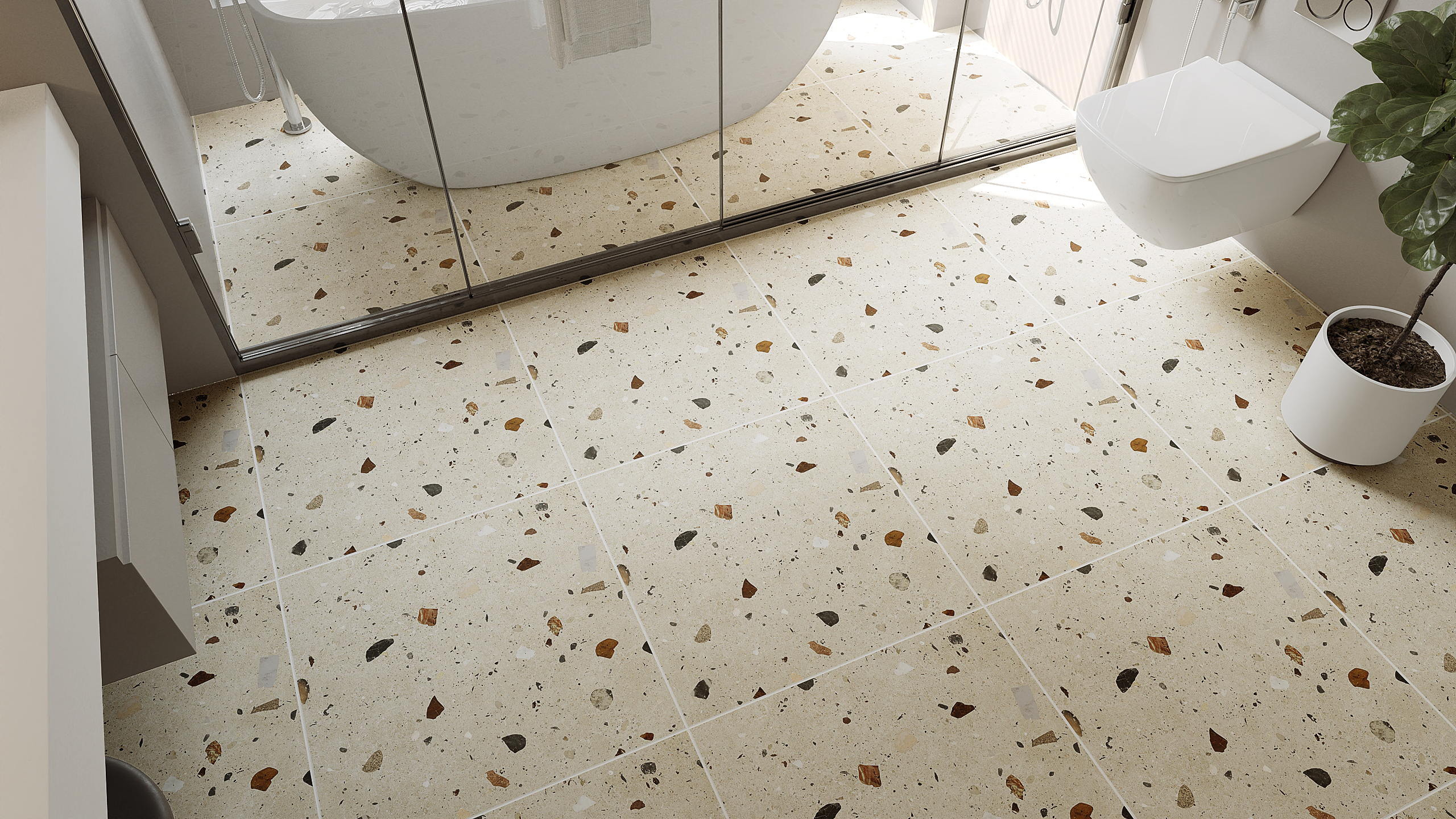 Terrazzo look (ลายหินกระจาย / จุด &ndash; หินอ่อนกระจาย)