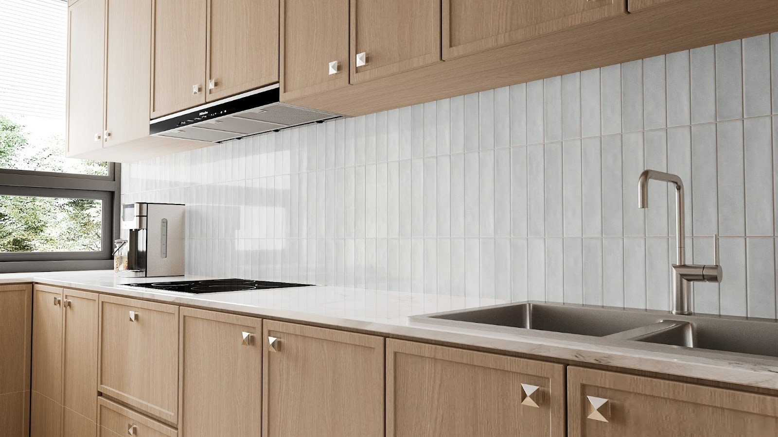 กระเบื้องห้องครัวที่ปูด้วยกระเบื้องเซรามิก