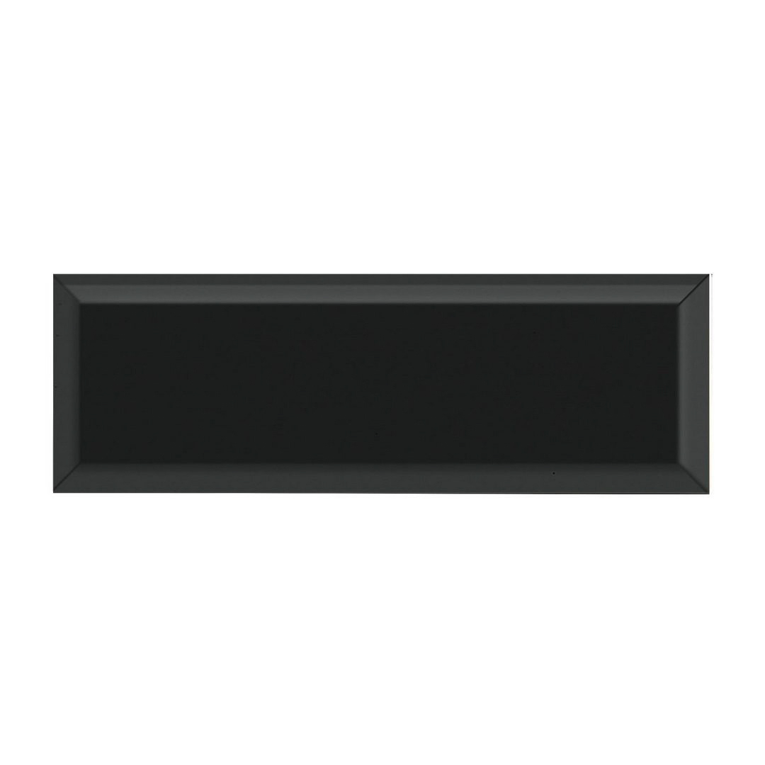 SUBWAY-BLACK-GLOSSY-BEVELED-10x30cm