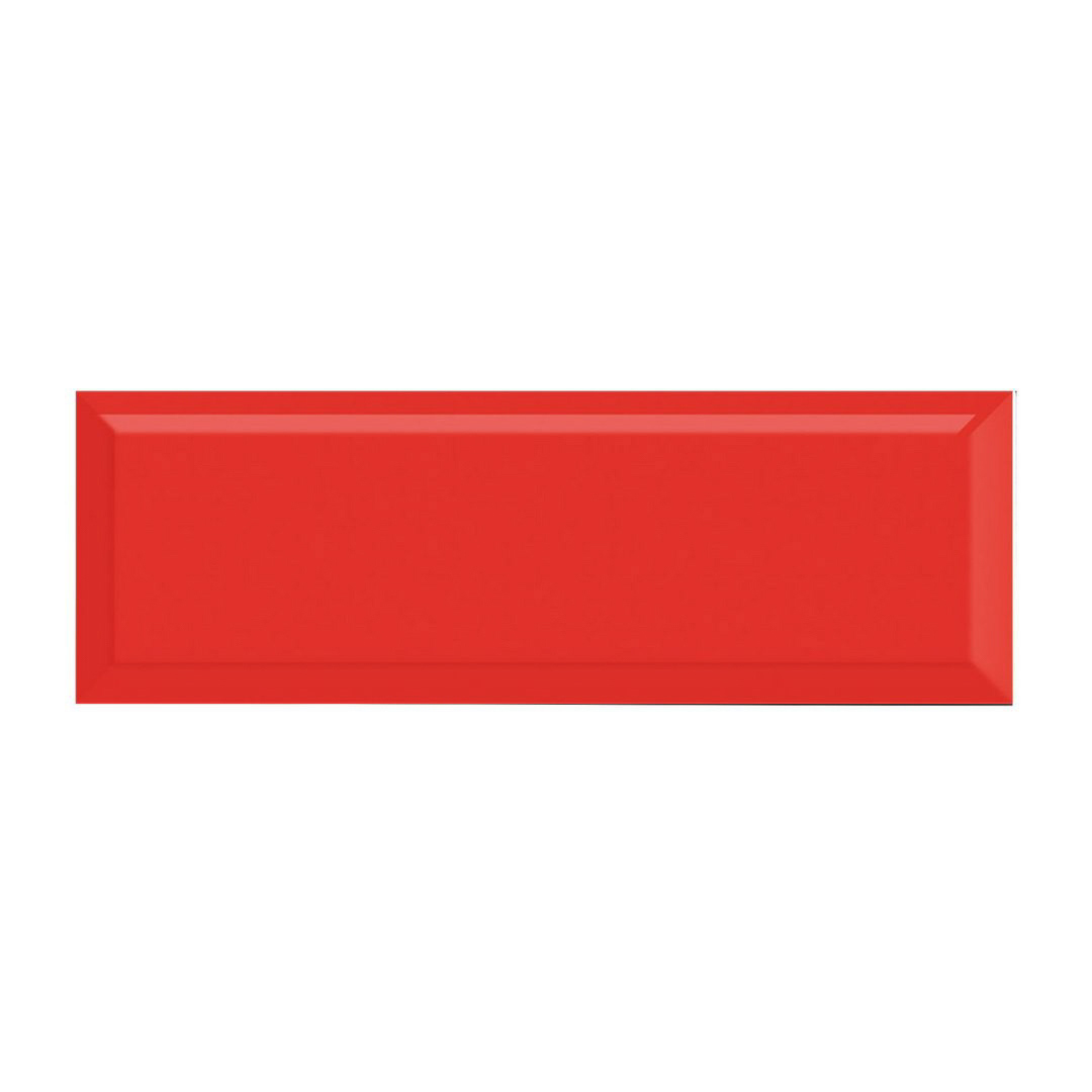 SUBWAY-RED-GLOSSY-BEVELED-10x30cm